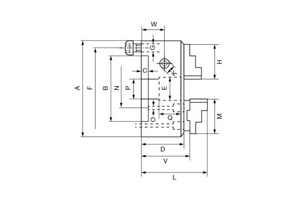 Planspiralfutter Duro-M 200/4, Zylindrische Aufnahme (DIN 6350, Form A), Bohr- und Drehbacken, Befestigung von vorne