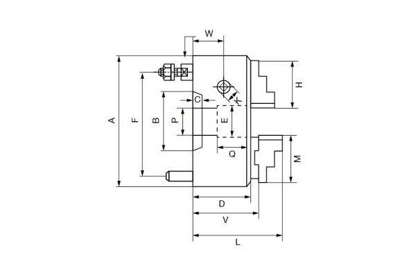 Planspiralfutter Duro-M 200/4, Kurzkegelaufnahme, Befestigung von vorne (ISO 702-1/DIN 55026) KK 6, Grund- und Aufsatzbacken