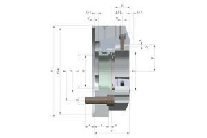 power-operated draw bar chuck ZFM, size 160,clamping insert cylindrical center mount - 1