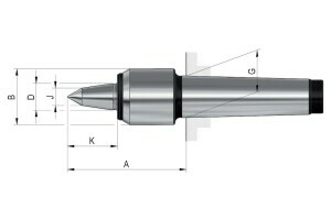 Mitlaufende Zentrierspitzen 60°, MK  5, Größe 10, mit verlängerter Laufspitze - 2