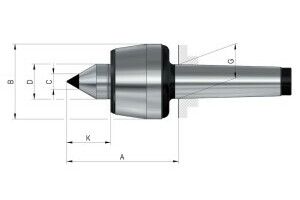 Live centres- tip angle 60°, Mount MK 2, Size 102, HGdraw-off nut - 2