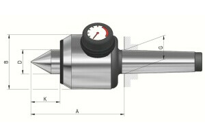 Live centres- tip angle 60°, Mount MK 4, Size 504, ACpressure display+ length compensation - 2
