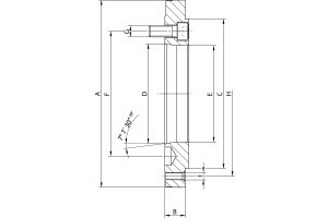 Stahl-Zwischenflansch nach DIN ISO 702-1, Flanschgröße 5, Durchmesser 140, futterseitig nach DIN 6350 - 1