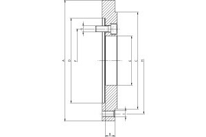 Stahl-Zwischenflansch nach DIN ISO 702-4,  Flanschgröße 6 (ZA170), Durchmesser 200, futterseitig nach DIN 6350 - 1